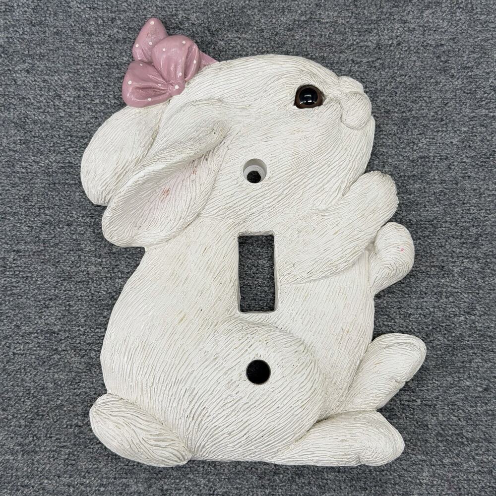 Old Vicki Lane 3D White Rabbit Single Light Switch Cover Plate Cottage Core READ